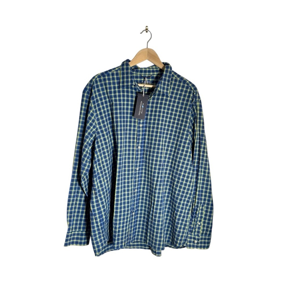 Vineyard Vines On The Go Performance Shirt Button Down Sleeve Plaid Size XXL NWT - Picture 1 of 7